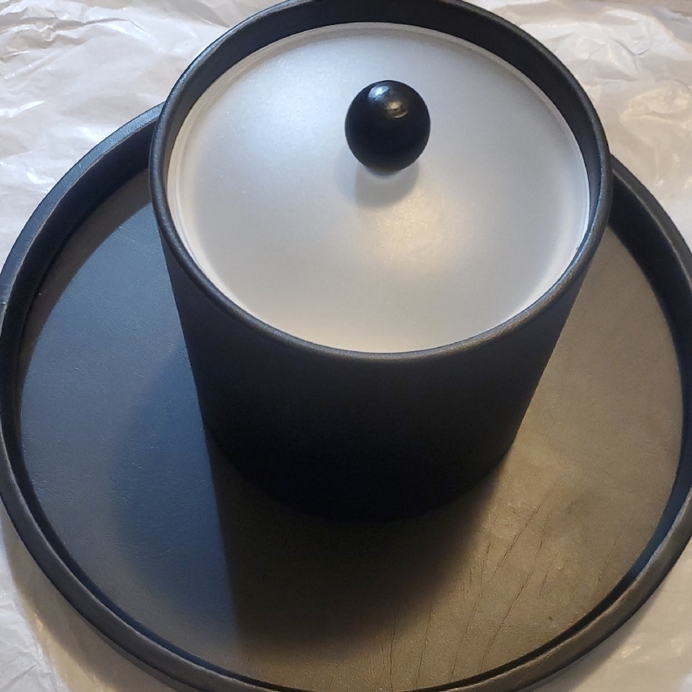 Black and White Round Container with Lid